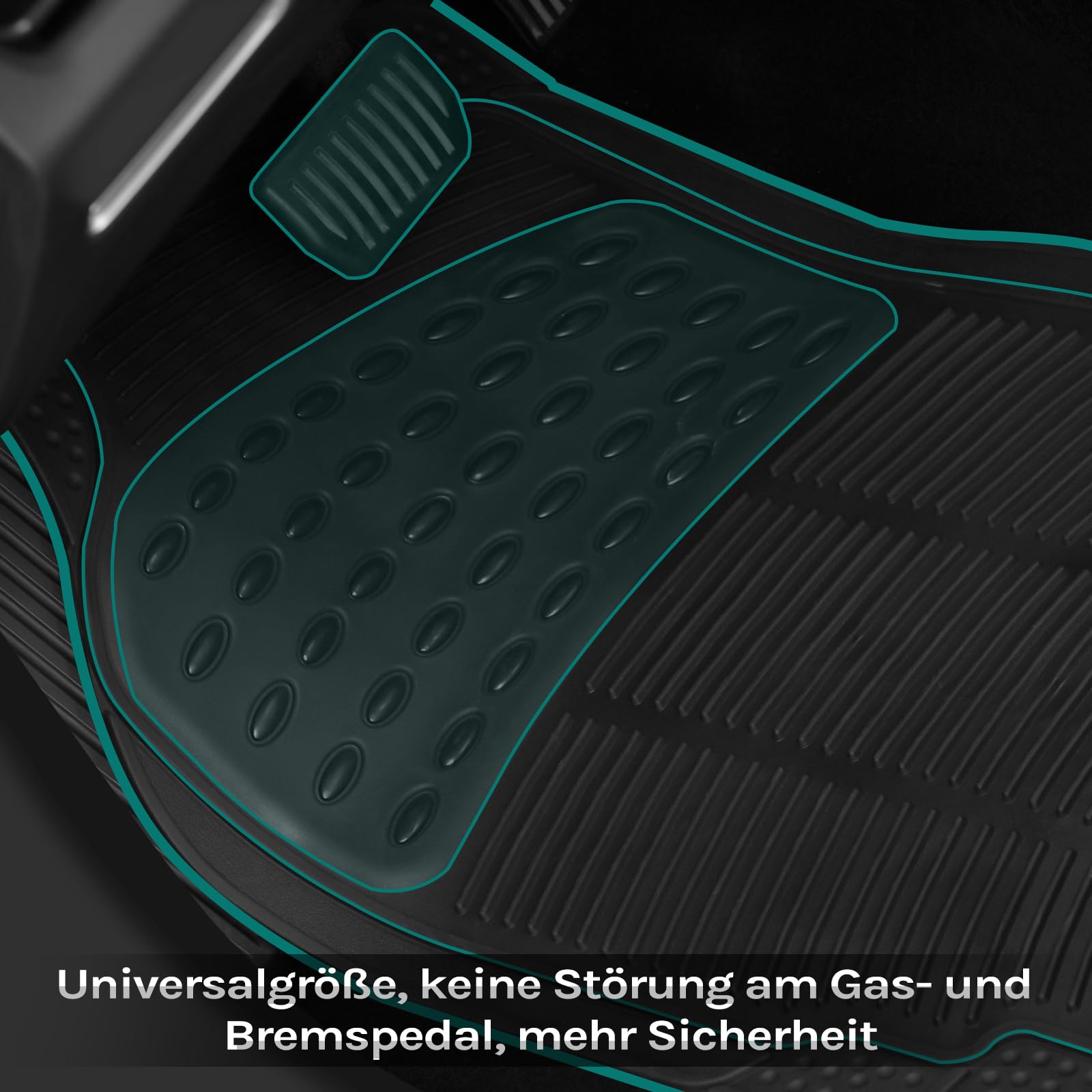 WOLTU Universal Auto Fußmatten Gummimatten Gummi Matten Set Schwarz
