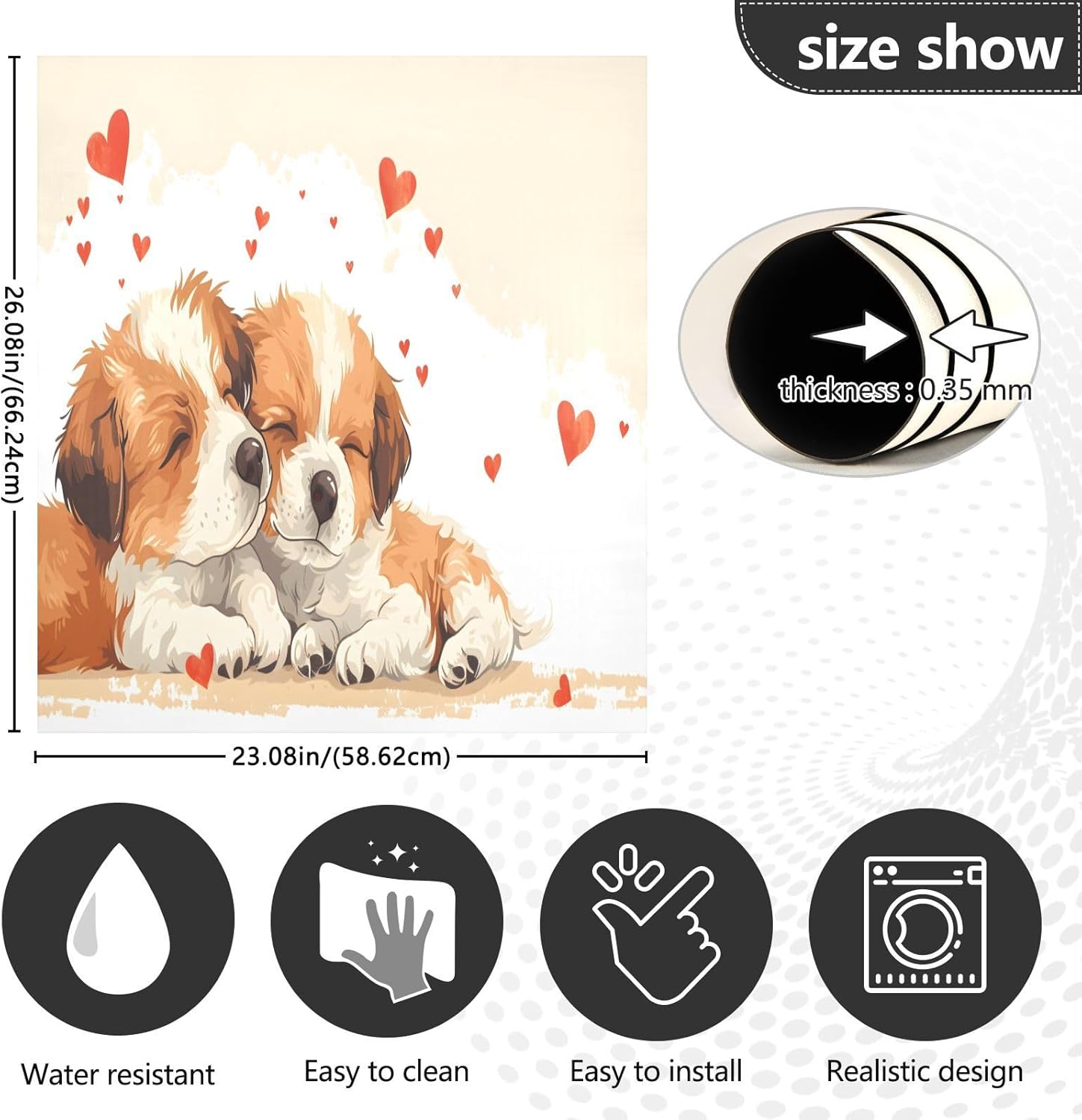 Dishwasher Magnet Cover Large Magnetic Stickers Two Little Dogs Front Dishwasher Cover for Home Kitchen Refrigerator Decorative Lid