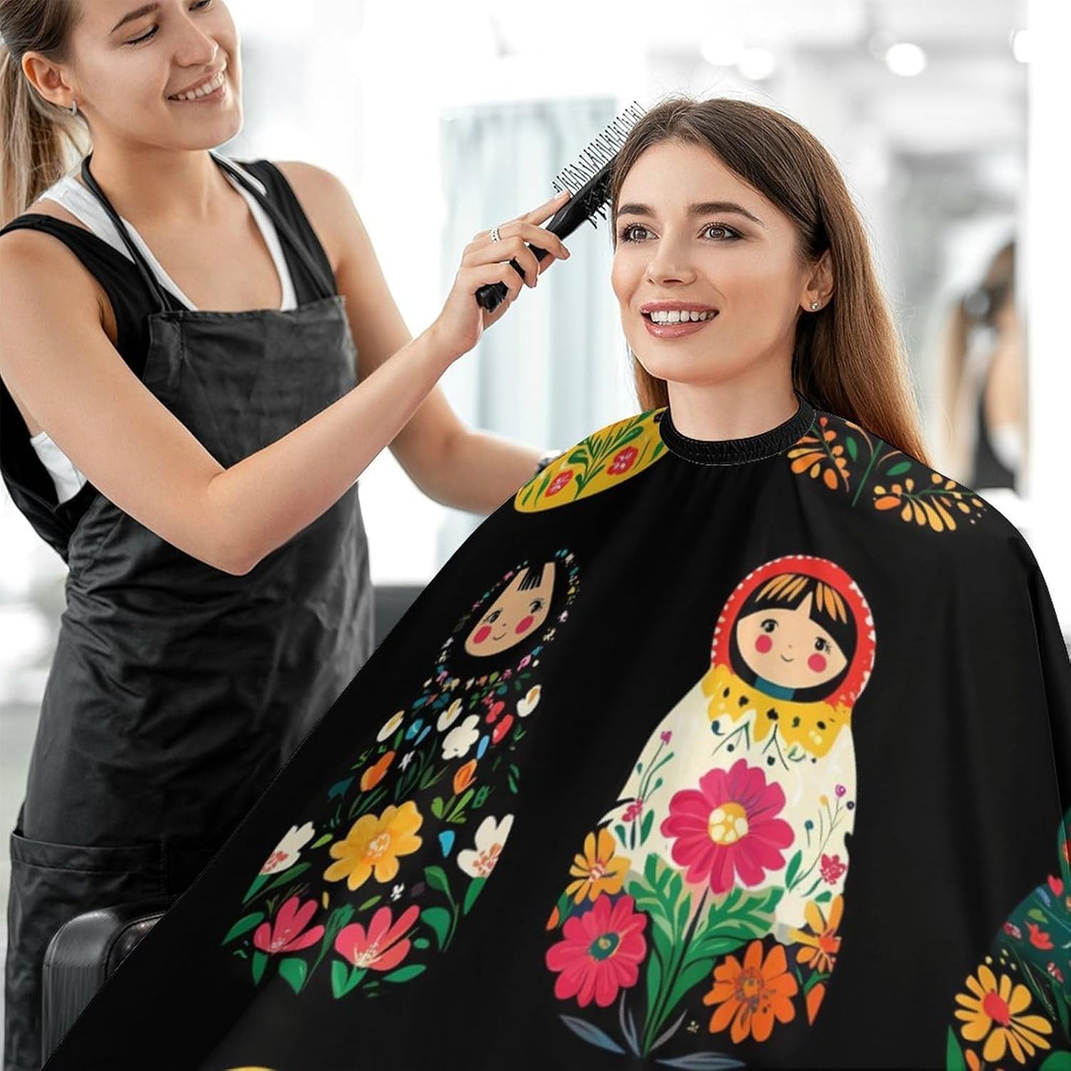 Matryoshka Russian-Nesting Doll Barber Cape Professional Hair Cutting Apron Hairdresser Cape for Men Women