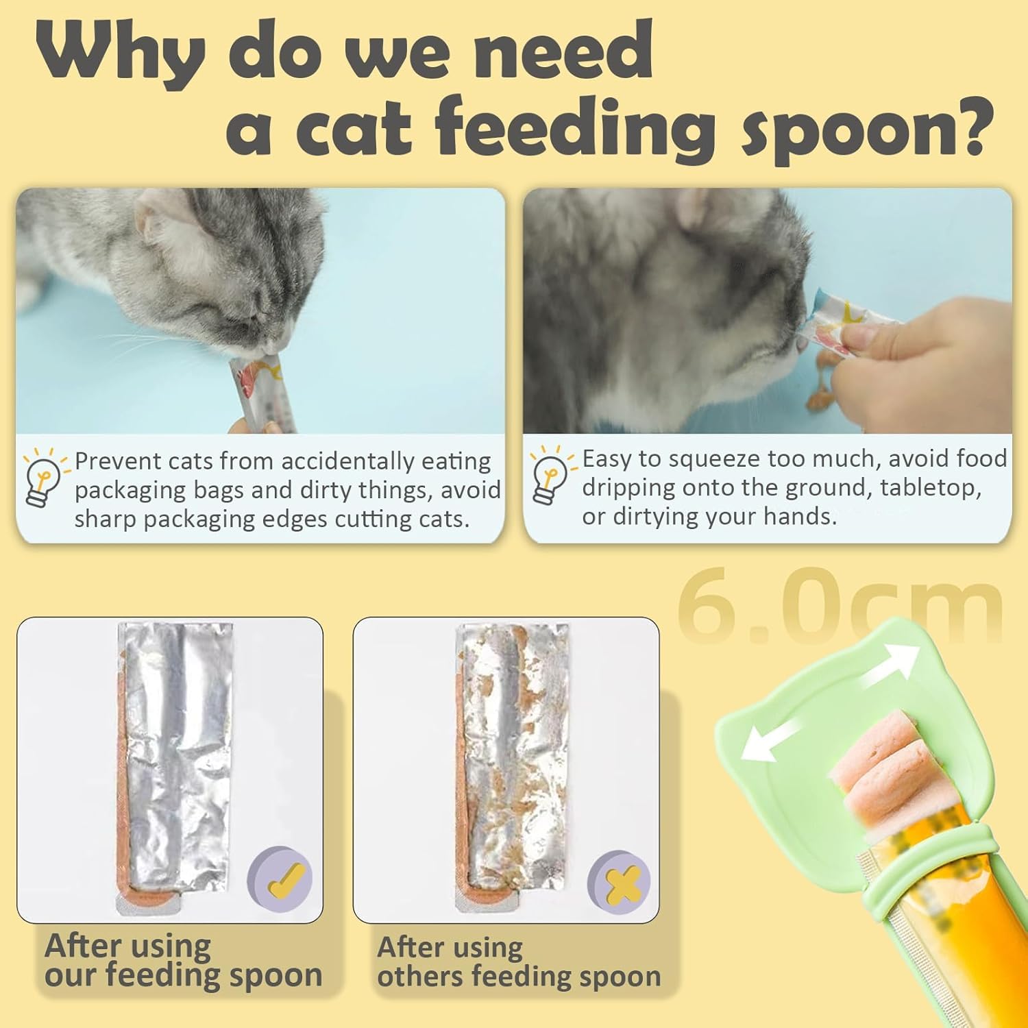 Inralimot 1pack Cat Strip Feeder and Pet Food Mixing Spoon,Orange Cats Stripe Squeeze Spoon Multifunctional Lickable Treat Feeding Dispenser for Cat Liquid Snack and Wet Food 4