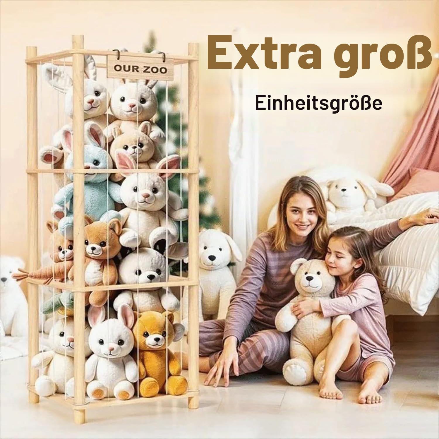 Kuscheltier Aufbewahrung，Stofftier Aufbewahrung，Platz Sparen Dreistufige Vertikale Große Kuscheltier Stuffed Animal Storage für Spielzimmer Schlafzimmer，Kinderzimmer, Wohnzimmer