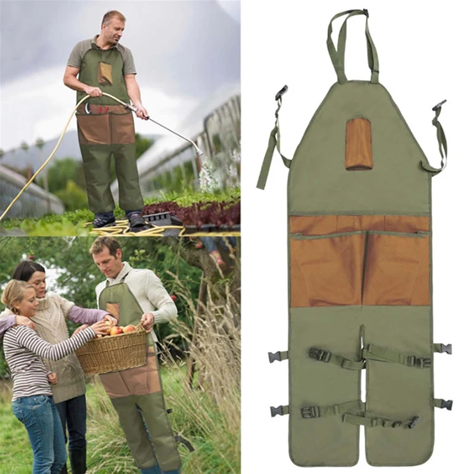 Delantal de Trabajo con Bolsillos Delantal de corte for hombre y mujer, ropa trabajo, mono, limpieza del hogar, jardinería, tela Oxford multifuncional, bolsa almacenamiento herramientas