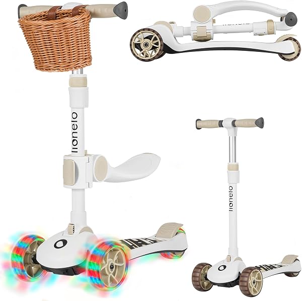 Lionelo FRANKY 2 in 1 Bicicletta e Monopattino per Bambini Fino a 50 kg Adatto da 1 a 7 Anni con Sedile e Manubrio Regolabile, Ruote LED, Telaio Rinforzato, Pedana antiscivolo, Cestino - 1