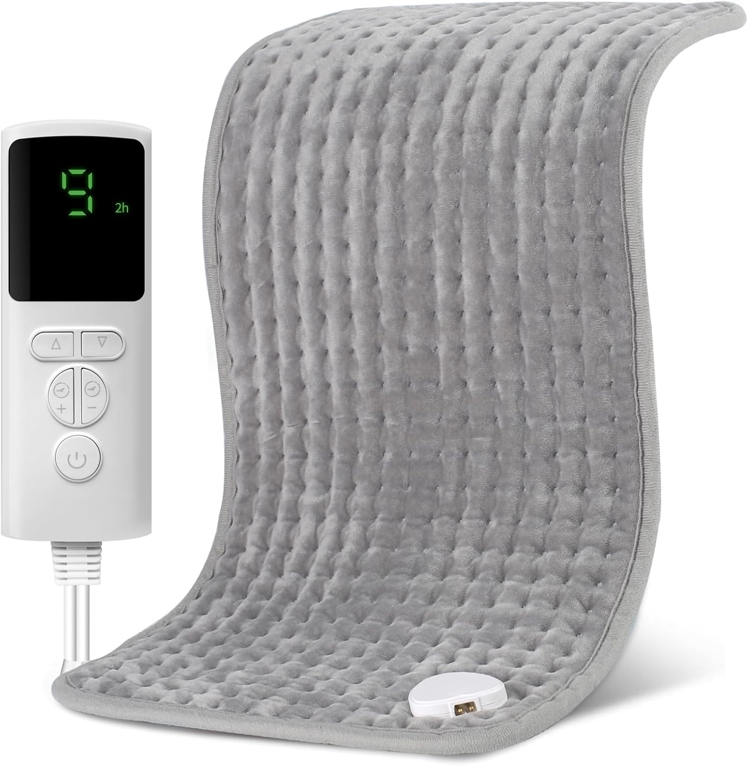 XL Electric Heating Pad for Back, Neck & Cramps Pain Relief, 12×24" with Auto Shut Off & 9 Heat Levels, Moist Heat Therapy, Machine Washable, Gifts for Women, Men, Tabby Gray