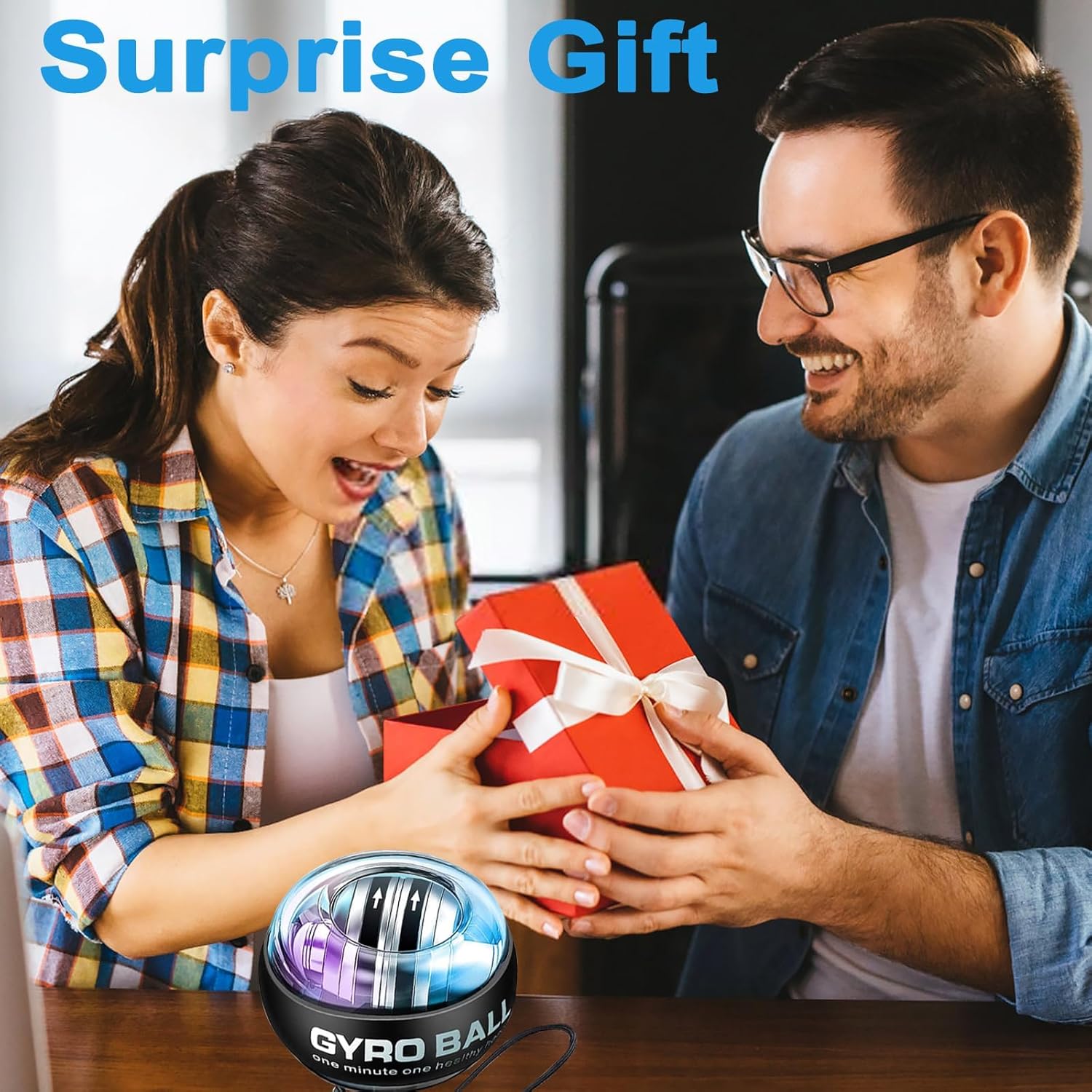 Torque Ball with Counter - Curaball Self-Starting Wrist Gyro Ball Hand Exerciser Grip Strength Trainer, Auto-Start Colorful Lighting