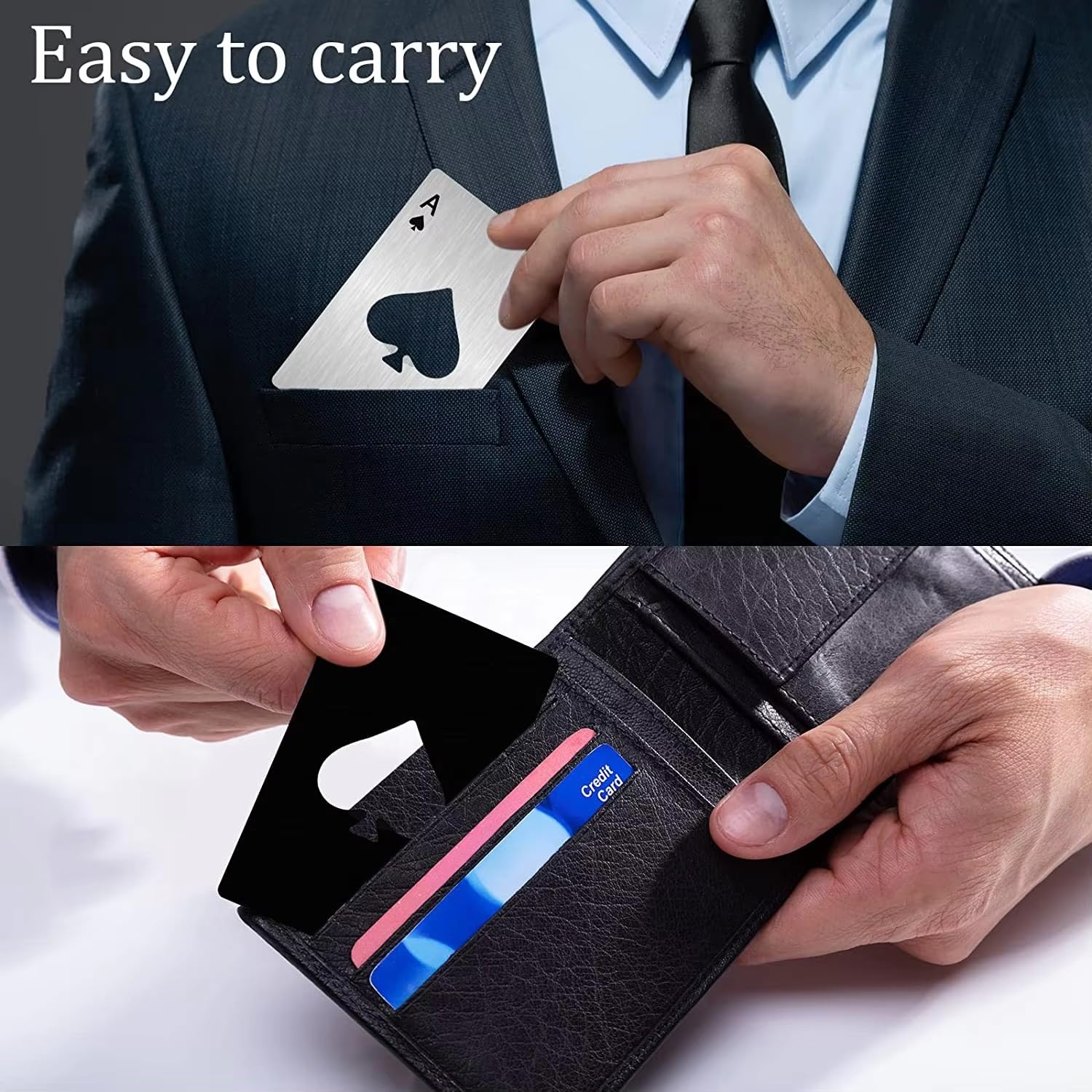 Regalos para padrinos de boda, abridor de botellas Ace of Spades, regalo de boda para padrino/padrino de boda, abrebotellas personalizado, abridor de cerveza grabado (negro, 60 unidades)