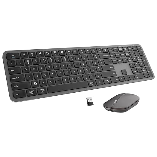 Zebronics Wireless Keyboard & Mouse Combo, 2.4GHz + Multi BT Toggle, Scissor Switch, Mac & Win Toggle, UV Coated Keys, Multimedia Keys, Upto 1600DPI, Type-C Charging, High Precision (Companion 5002)