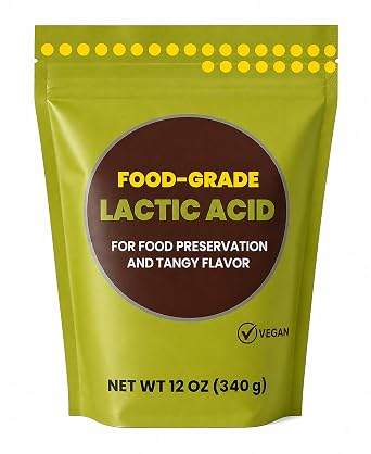 Lactic Acid Food Grade, Vegan Lactic Acid Powder for Vegan Cheese, Food Preservation and Tangy Flavor 12 Ounces