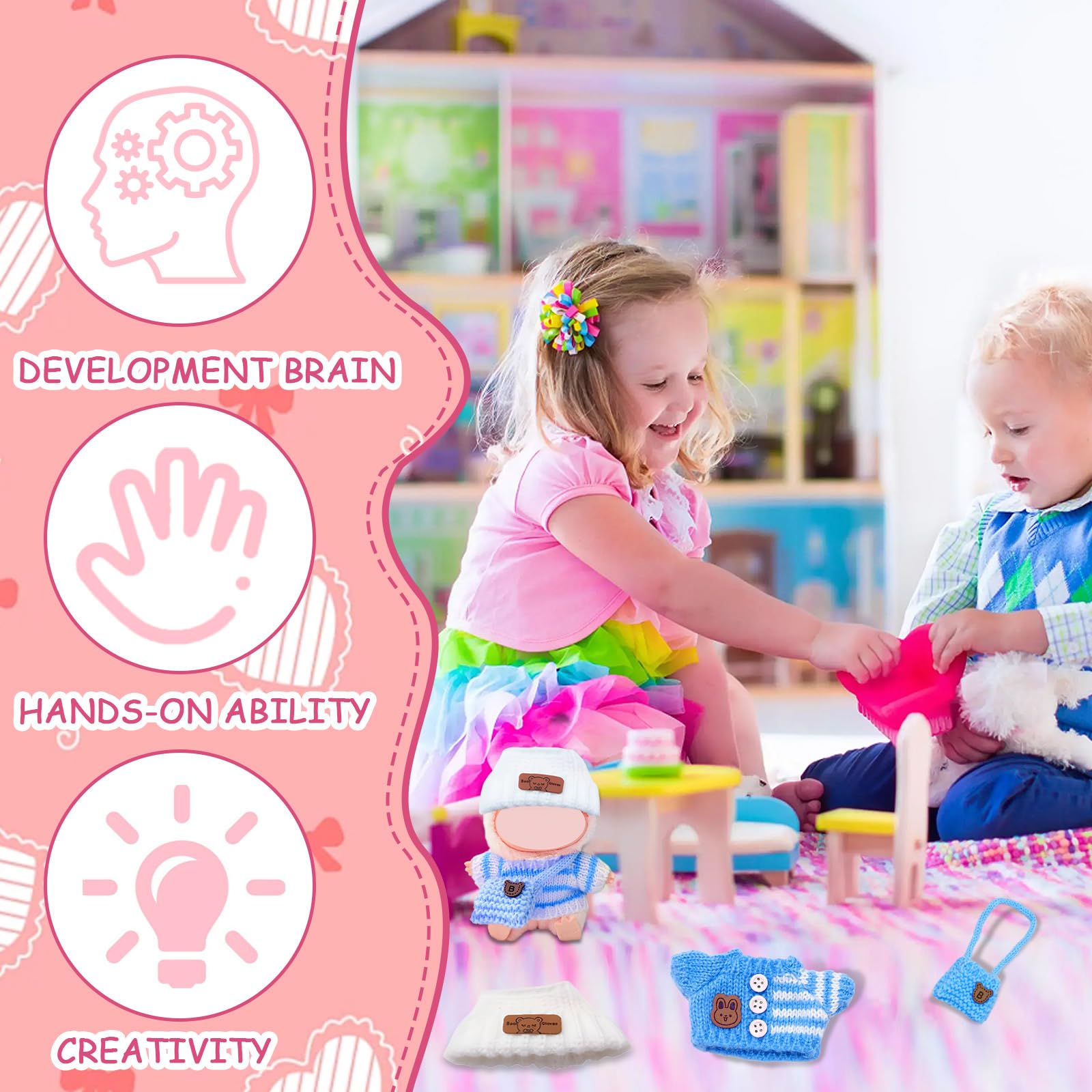 6-teiliges Puppenkleidung-Set Für 17 Cm Puppen – Mit Pullover, Rock, Mütze, Schuhen & Accessoires