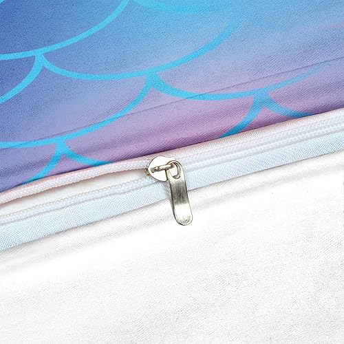 Miniatura 9 de Feelyou Juego de ropa de cama de tamaño King para niñas, juego de funda de edredón decorativa de escamas de peces de sirena, juego de funda de