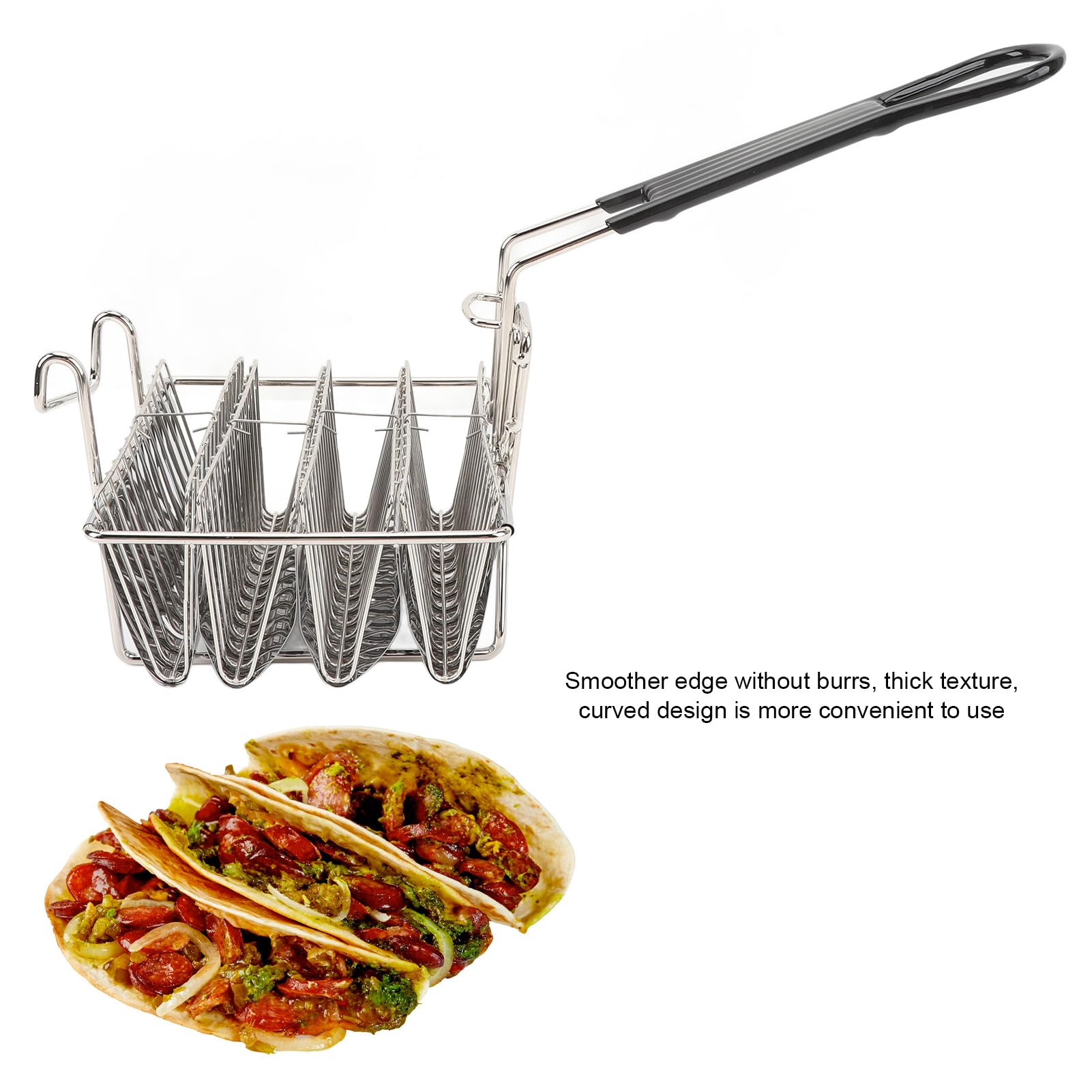AMONIDA Cestello per Friggere Taco, Manico Rimovibile
