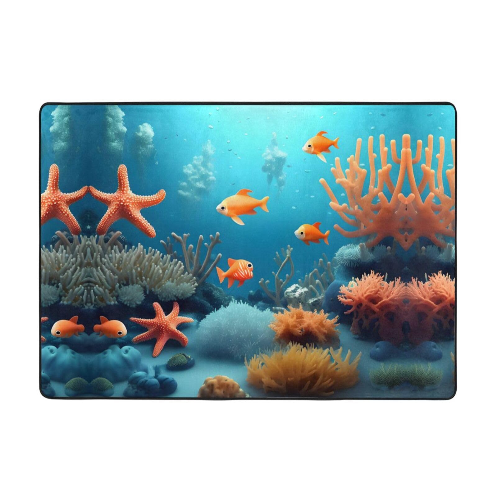 Tapis sous-marin motif poisson aux couleurs éclatantes 203 x 147 cm