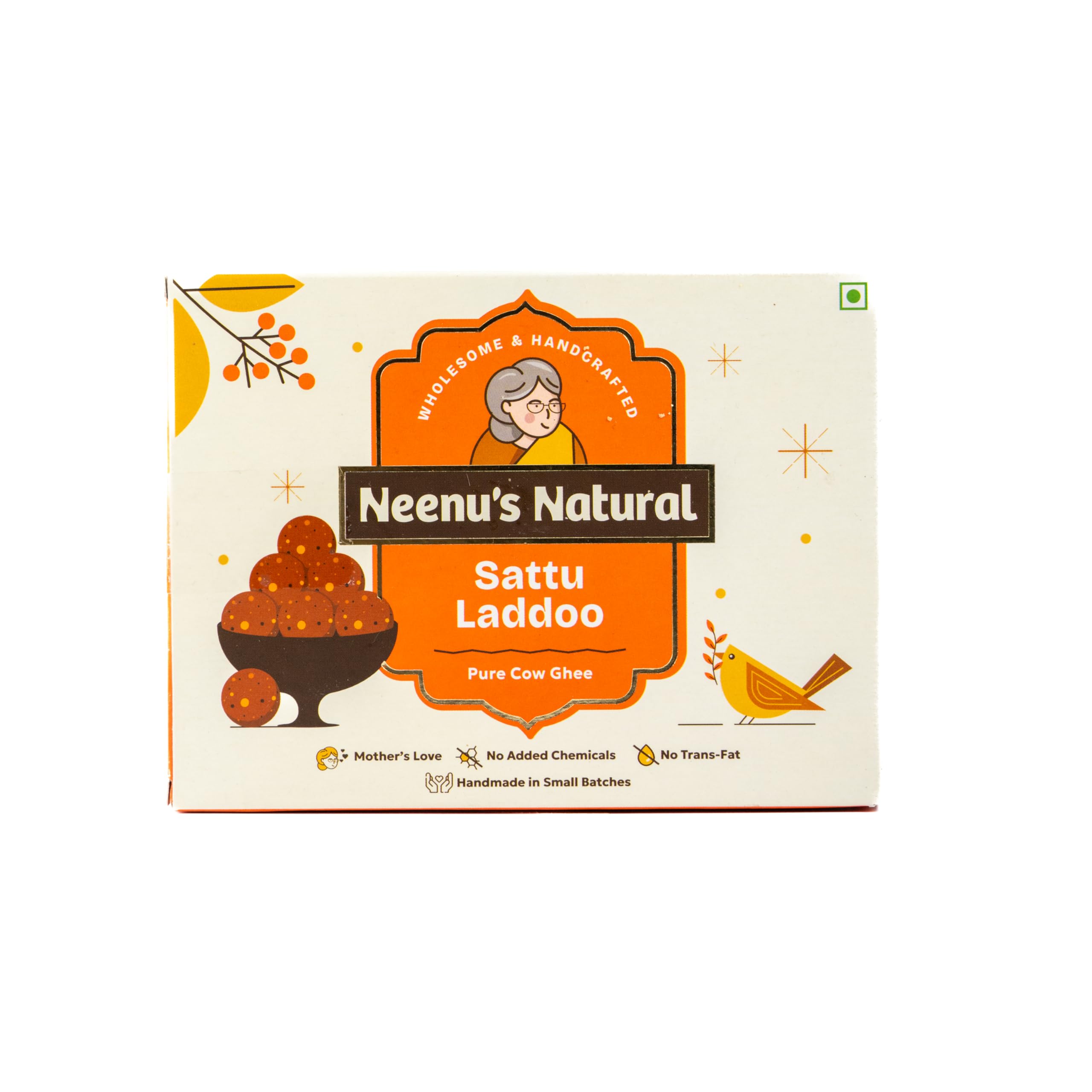 Neenu's Natural Sattu Laddoo (225G - 6 Pieces) | Freshly Crafted Sattu Ladoos | Enriched with Pure Cow Ghee, Cashews & Almonds| Authentic Indian Sweets/Mithai Taste | No Preservatives