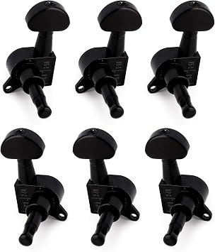 Rubatone Sealed Guitar String Tuning Pegs Tuning Keys Machine Heads Tuners for Electric Guitar or Acoustic Guitar Half Round 3 Left 3 Right Black.