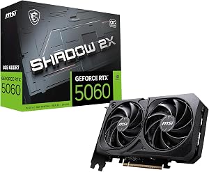 MSI GeForce RTX 5060 8G Shadow 2X OC Graphics Card, 8GB GDDR7 (28Gbps/128-bit), PCIe 5.0, Dual-Fan Thermal Design (2x Torx…