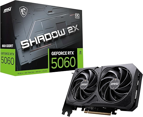 Placa de Video MSI RTX 5060 Shadow 2X OC, 8GB, GDDR7-912-V537-037