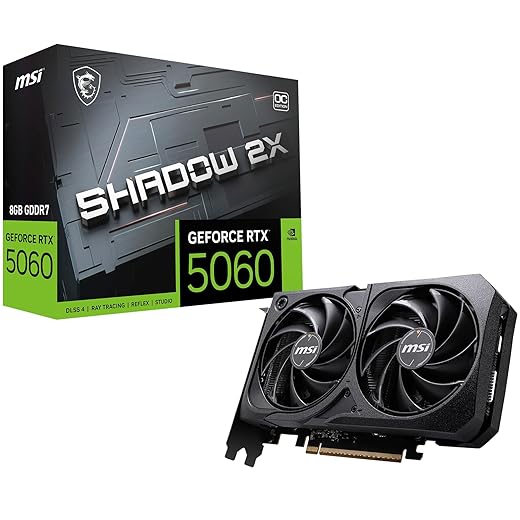 Placa de Video MSI RTX 5060 Shadow 2X OC, 8GB, GDDR7-912-V537-037