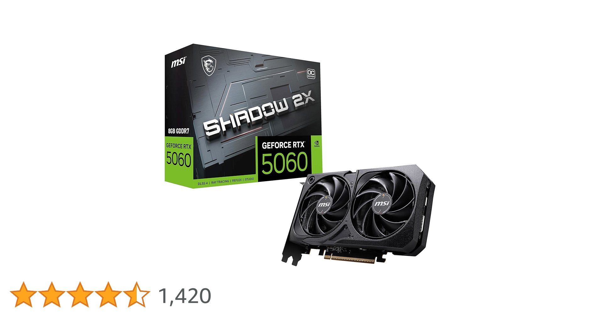 【新品同様】MSI GeForce RTX5060 8G SHADOW 2X MSI GeForce RTX™ 5060 8G SHADOW 2X OC