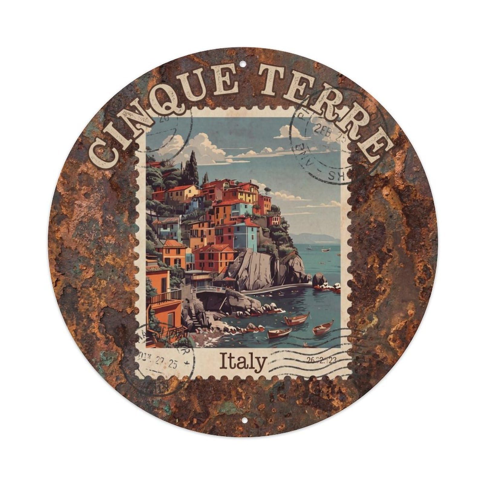 Vintage Travel Cinque Terre Italy Anchor Metal Tin Sign