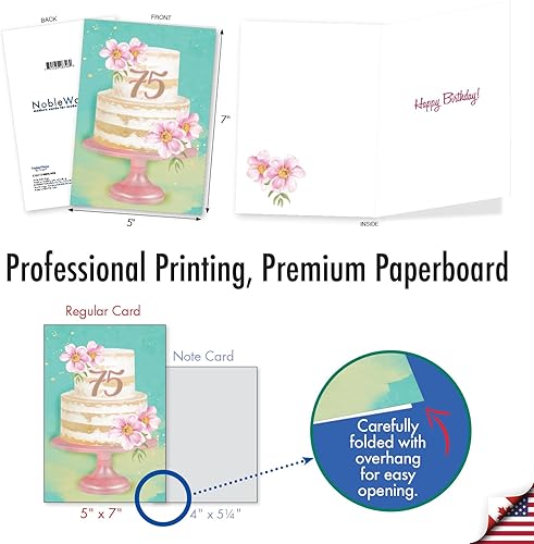 Miniatura 3 de NobleWorks Tarjeta de felicitación de cumpleaños 75 con sobre de 5 x 7 pulgadas (1 tarjeta) número pastel 75 C10117MBG