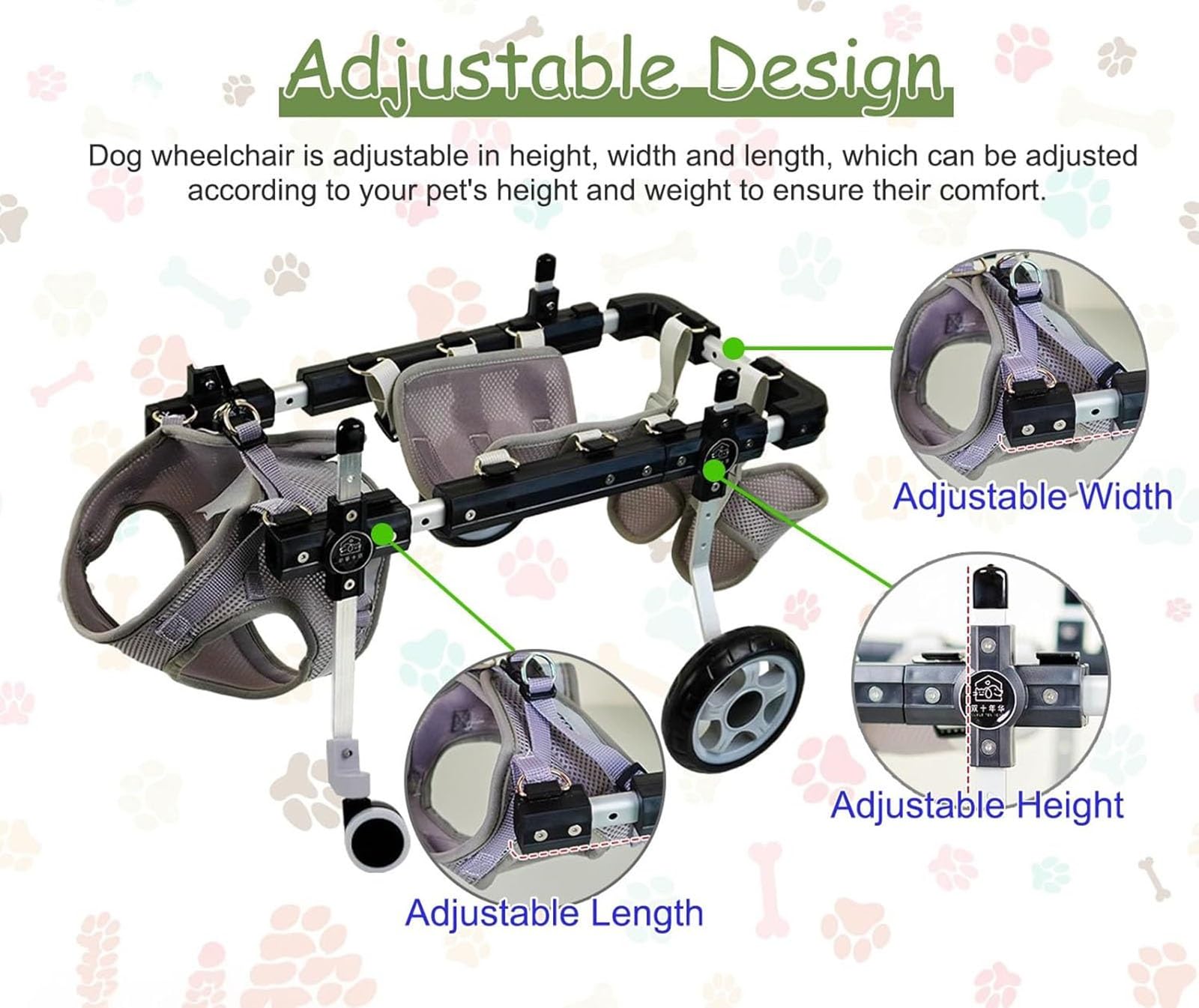 Amazon.co.jp: 4輪ペット用車椅子、猫用車椅子、調整可能な犬用