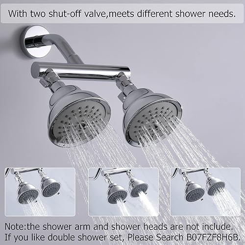 Miniatura 2 de HAOXIN Colector de ducha de doble salida con válvula de cierre, adecuado para sistema de ducha de doble rociador, cromo, STC03