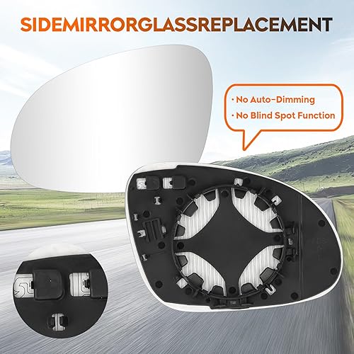Miniatura 5 de Youxmoto Espejo de repuesto con calefacción para el lado izquierdo del conductor y derecho del pasajero 2005-2010 para VW R32 EOS GTI Rabbit,