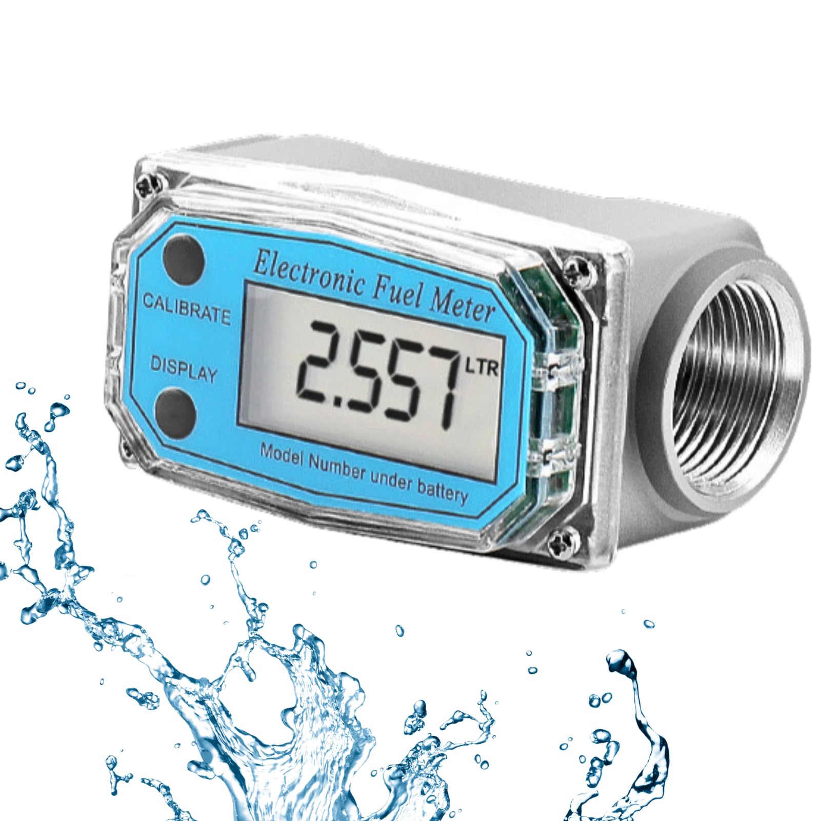 Jadeshay Medidor de Flujo 1" NPT 15-120L Turbina Combustible Diesel Alta Precisión Rosca Gasoil Pantalla Digital