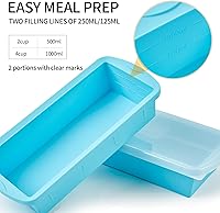 Vista 4 de Silicone Freezer Tray with Lid 2 Pack Silicone Freezer Molds - Large Ice Cube Tray - Makes 2 Perfect 4 Cup Portions Soup Cubes Meal Prep Containers