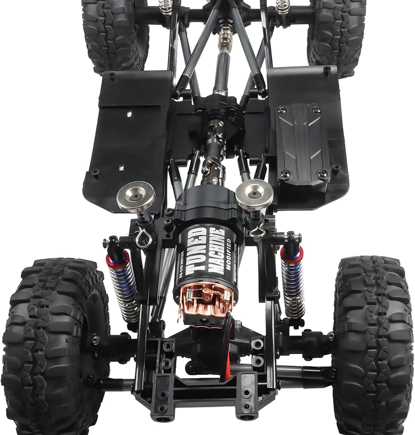 SCX10 II Planetary Gearbox Transfer Case Short Drive Shaft Skid Plate Front Motor Mount for 1/10 RC Crawler Chassis SCX10 II Upgrades Accessories (Black)