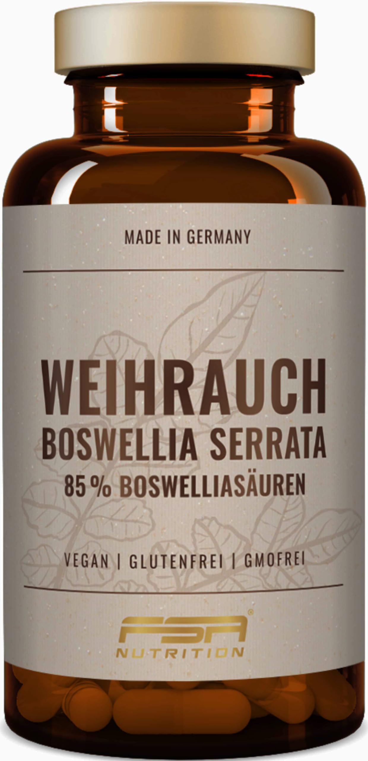 Weihrauch Kapseln 1176 mg Extrakt - 85% Boswelliasäure - 180 Weihrauchkapseln hochdosiert im Glas - Boswellia Serrata - Laborgeprüfte Qualität & frei von Zusätzen - FSA Nutrition