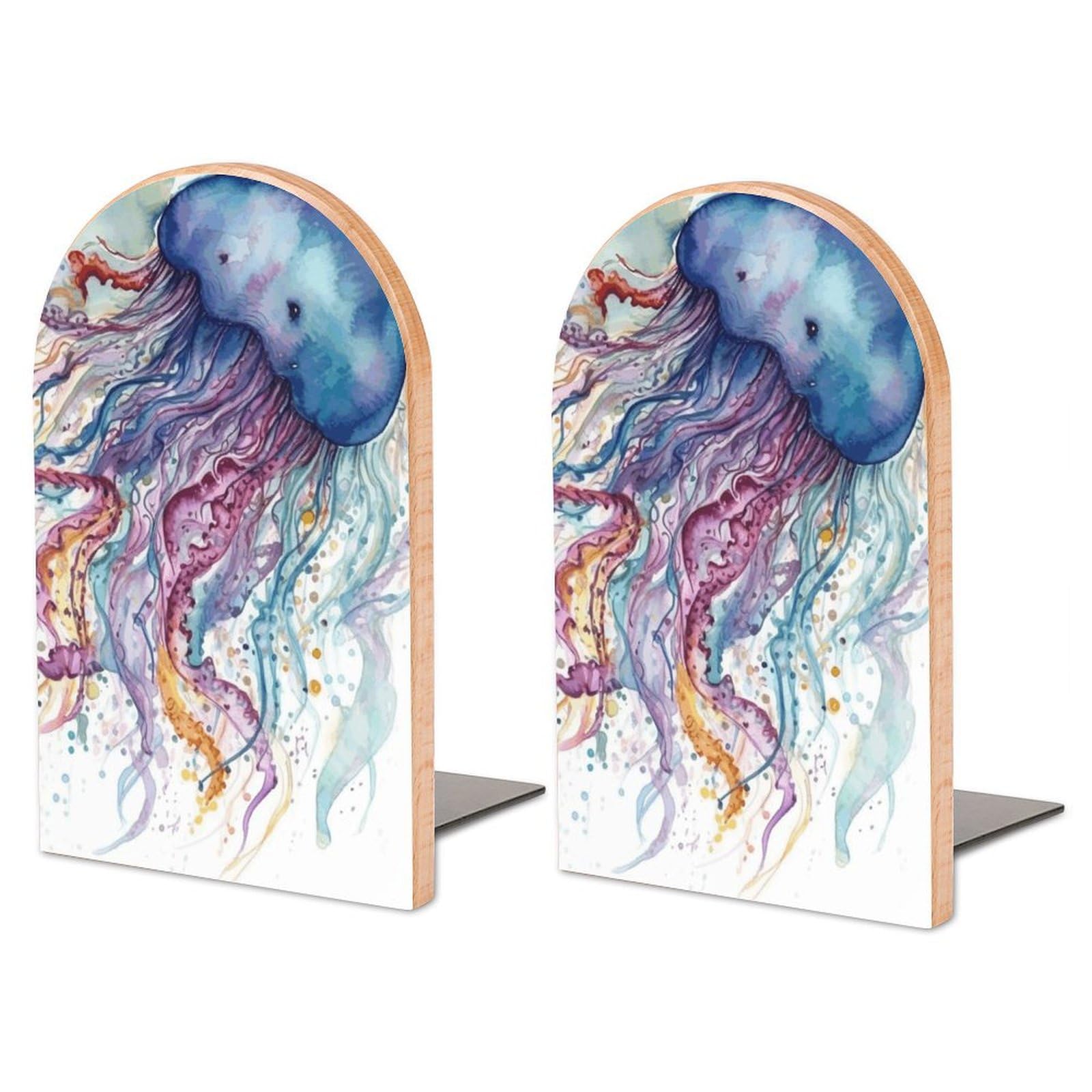 Serre-livres réglables méduse aquarelle pour créer un coin lecture zen