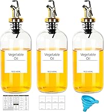 Olive Oil Dispenser Bottle for Kitchen,Glass Bottle Dispenser for Kitchen,Coffee Syrup Dispenser Bottle,Olive Oil Cruet, Glass Olive Oil Bottle | 480ml, Set of 3
