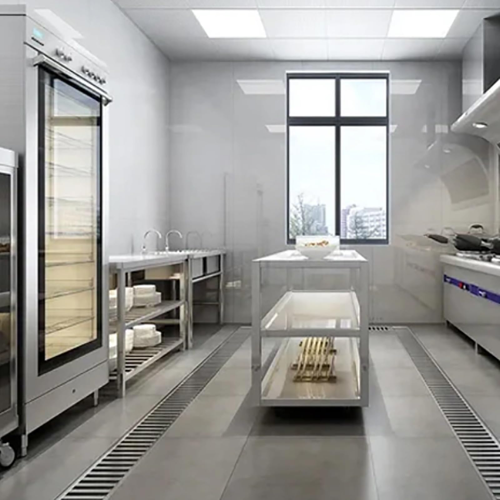 Table De Gril En Acier Inoxydable Avec Étagère Inférieure, Table De Préparation En Acier Inoxydable, Étagères Pour Équipement Support De Table Pour Buanderie Pour Cuisine De Restaurant Commercial(120*