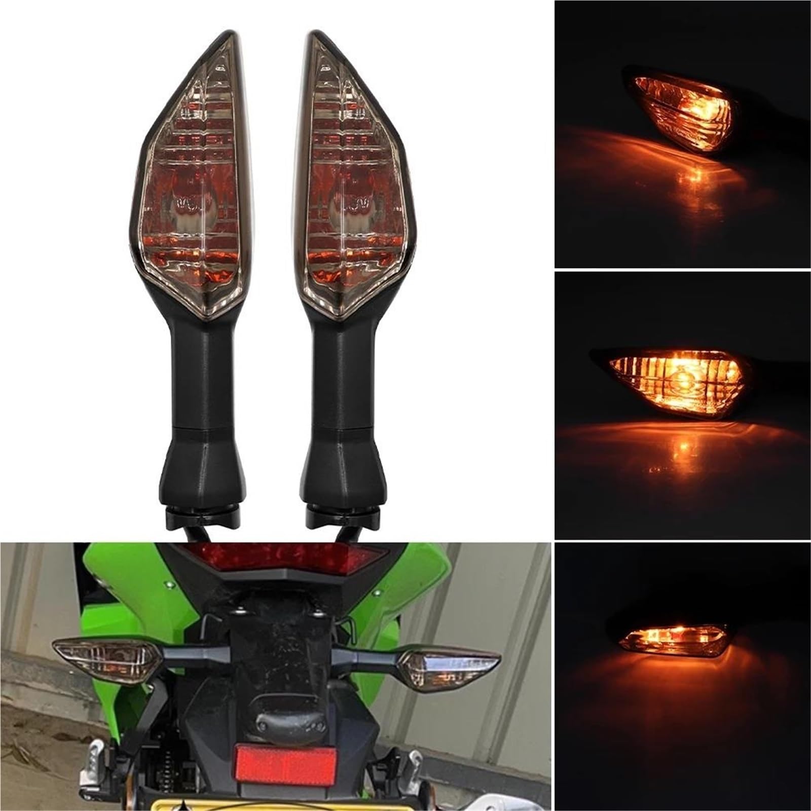 Luces De Señalización Para Motocicletas Para N-ja 250 300 400 650 1000 ZX-6R ZX-10R Z250SL Z1000SX Intermitentes Moto(Clear)