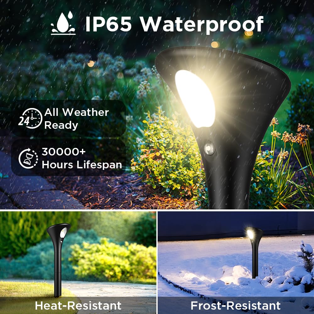 Lámparas solares exterior con sensor de movimiento, pack de 6, LED 1500 mAh, proyector solar alto brillo, blanco cálido, interruptor ON/OFF, IP65, jardín, garaje, entrada, terraza
