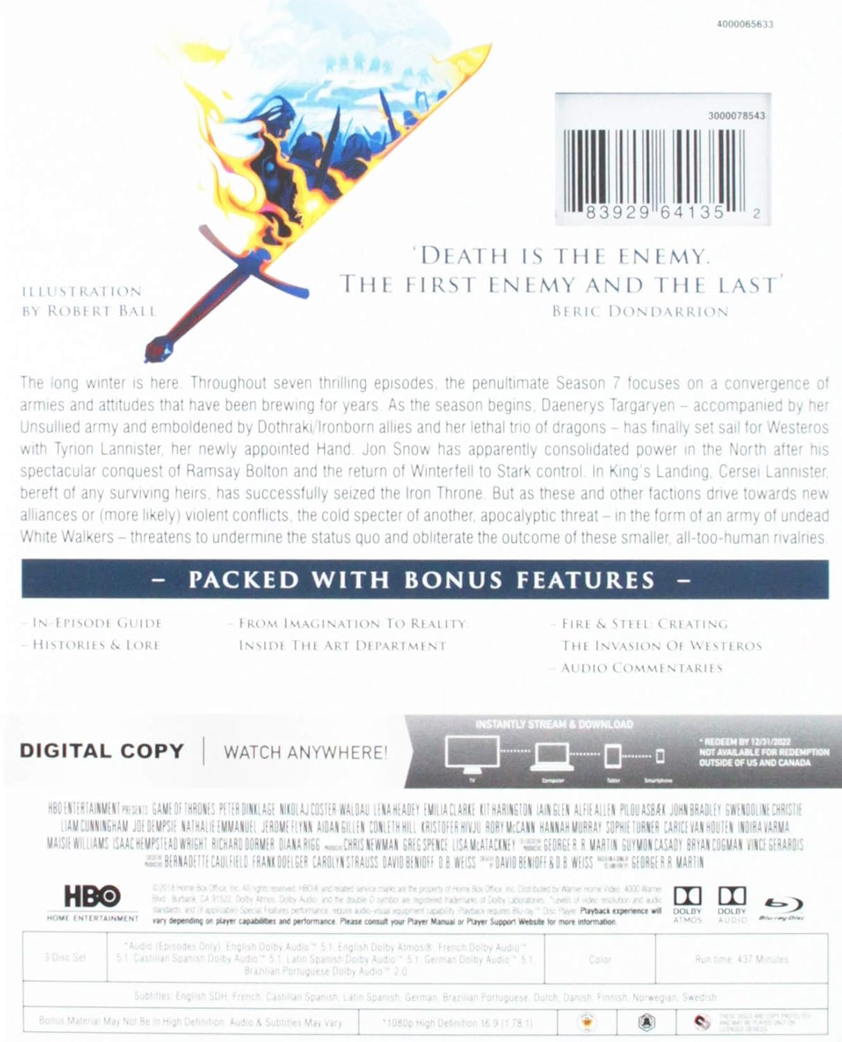 Game of Thrones: Season 7 (Robert Ball Exclusive Art/BluRay+Digital Copy)
