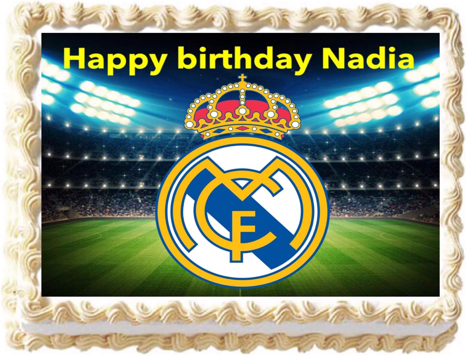 Soccer Futbol Real Madrid Cake Birthday Party Topper Image Decoration Frosting 1/4 Sheet