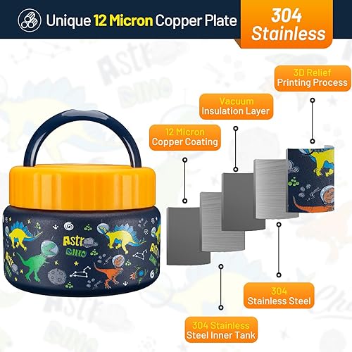 Miniatura 5 de Charcy Termo de 8 onzas para niños de comida caliente, termo de sopa de boca ancha a prueba de fugas, tarro de comida aislado para 4 horas calientes