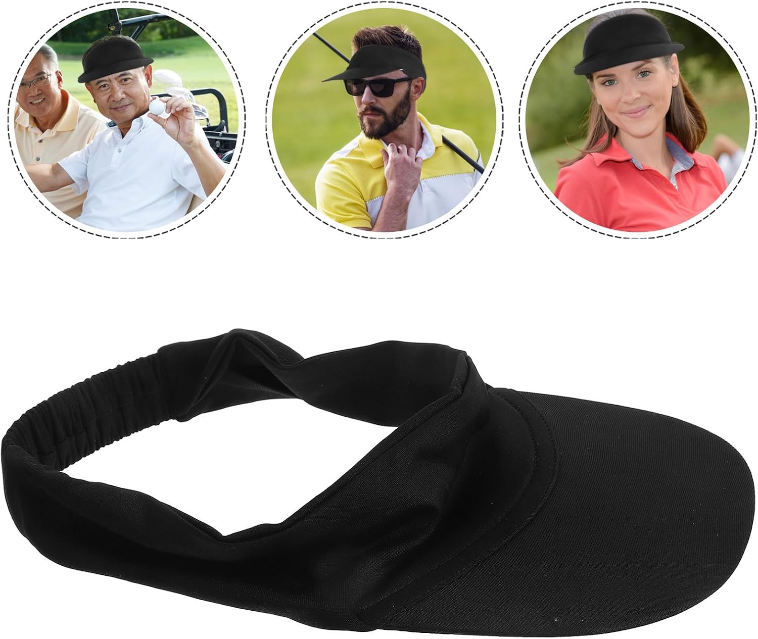 Lightweight Moisture-Wicking Visor Hat for Women and Men, Polyester Baseball Cap with Wide Brim for Outdoor Summer Sports Black