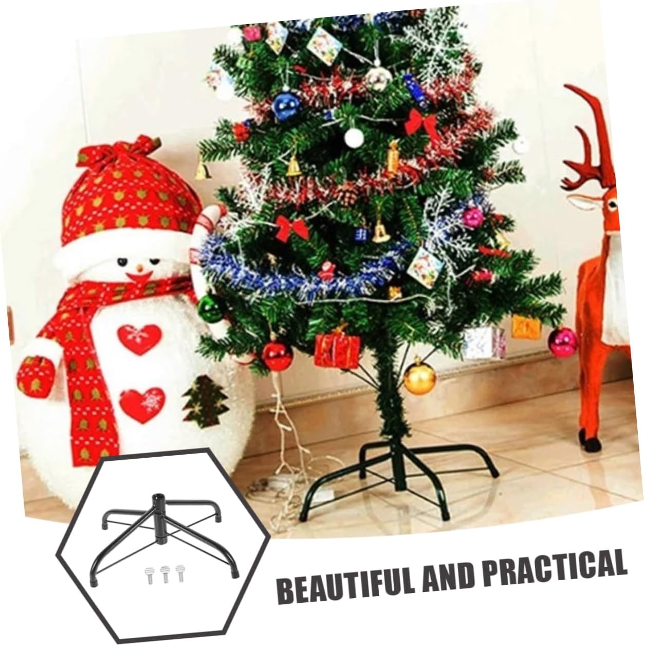 2pcs Christmas Tree Base Stand Artificial Xmas Tree Holder Smooth Finish Easy Installation Support for Holiday Decorations