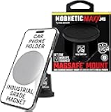 Mob Armor MobNetic Maxx MS - MagSafe Compatible Car Phone Mount w/ 90º Tilt, 360º Rotation & Durable Aluminum Build, Magnetic Holder for iPhone & Android Devices, USA Assembled - Black
