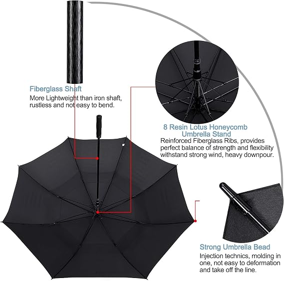 Prospo 72 Inch Golf Umbrella Windproof Large Umbrella with Double Canopy