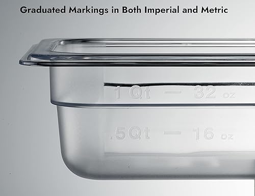 Vista 23 de CURTA Paquete de 6 bandejas de comida NSF, tamaño 1/6 de 2 1/2 pulgadas de profundidad, plástico de policarbonato comercial transparente apto