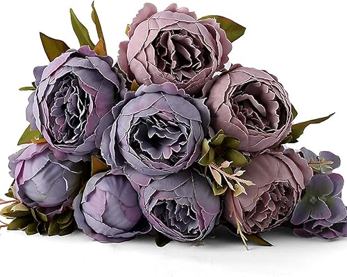 Kimura - Ramo de peonías artificiales de seda de diseño vintage, ideal para centros de mesa, decoración del hogar y de eventos