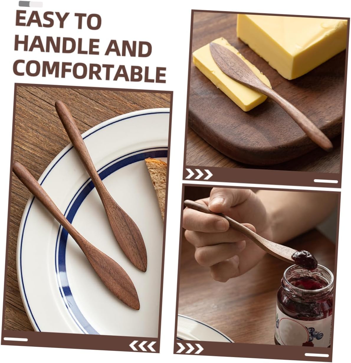 4pcs Small Portable Butter Spreader Wood Material Jam Scraper Sauce Spatula Easy to Use