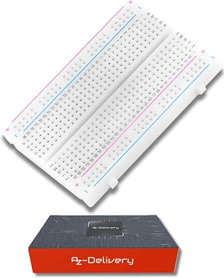 AZDelivery MB-102 Mini Breadboard 400 Pin avec 4 Barres d’alimentation Compatible avec Arduino et Raspberry Pi incluant Un E-Book!