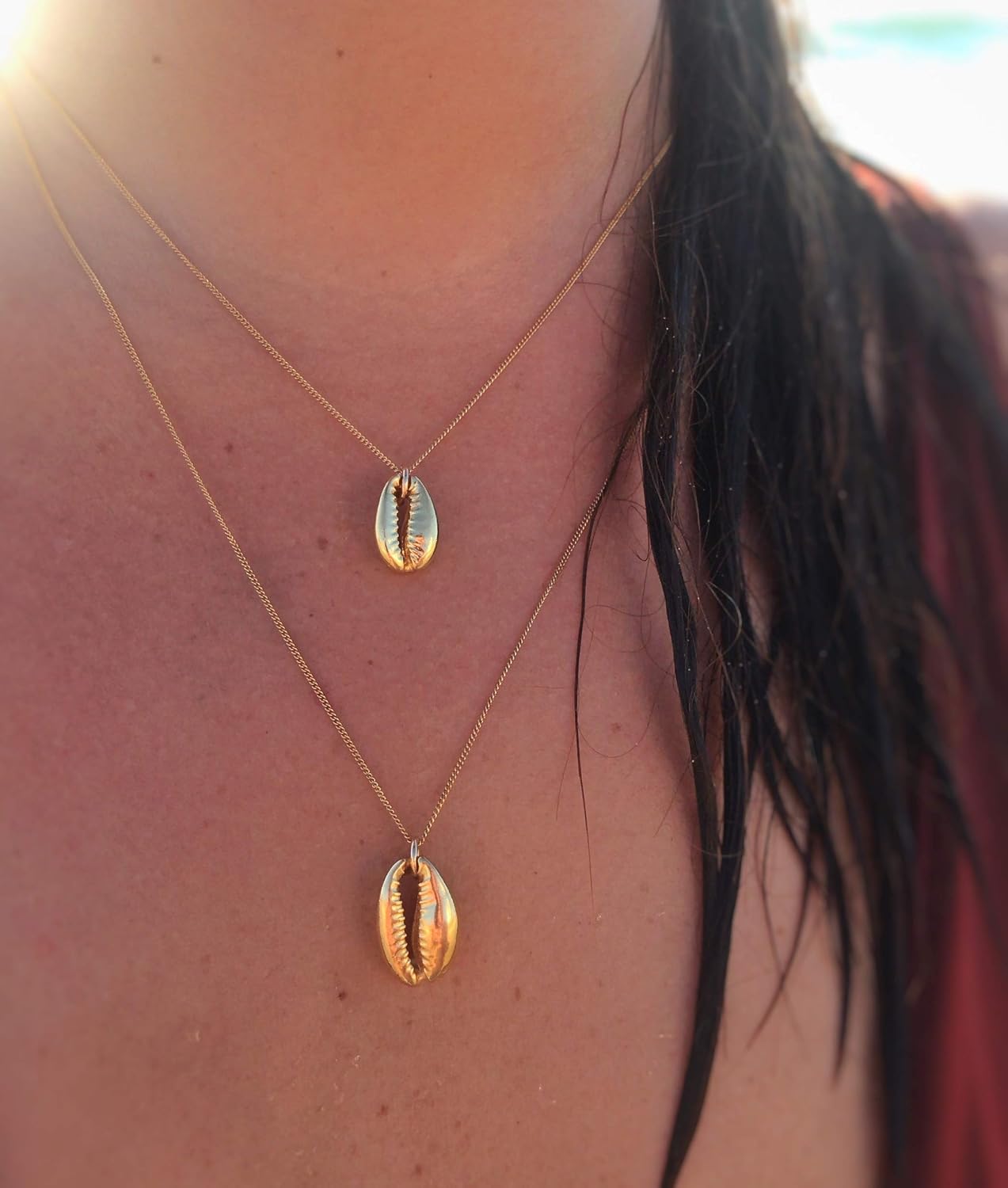 14k Solid Gold Cowrie Shell Necklace 