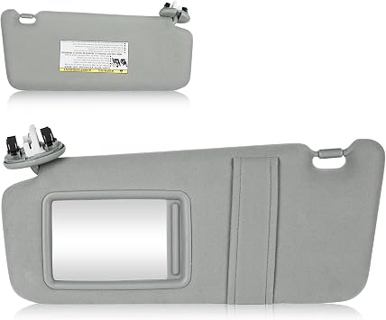Sun Visor with Light for Toyota Camry 2007-2011 with Sunroof, Left Driver Side Gray Sunvisor Replace 74320-06800-B0
