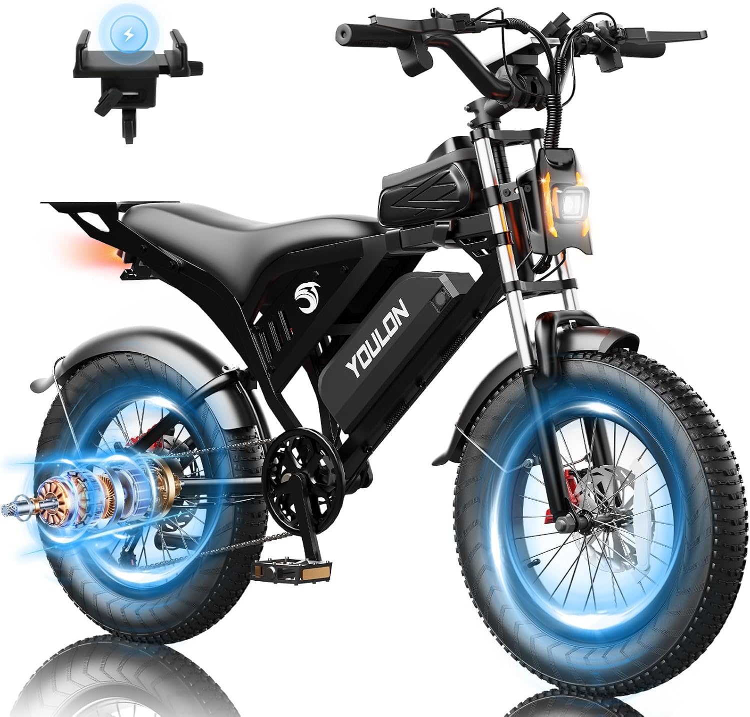 Electric Bike for Adults,1500W Peak Motor, 30MPH, 750WH, 60 Miles Long Range Electric Bicycle, Electric Dirt Bike with Removable Battery, 20" Fat Tire Off Road E-Bike for All Terrain